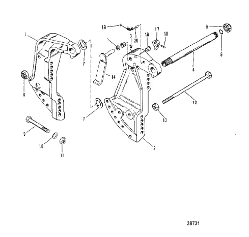 TRANSOM BRACKET (POWER TRIM)(0C159199 AND BELOW)