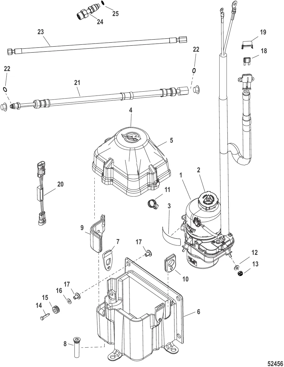 Комплект насоса – рулевой механизм с усилителем (4–24 фута – 1,22–7,32 м) Предохранитель 50 А