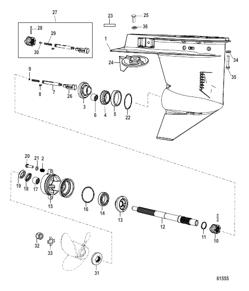Gear Housing Propeller Shaft - 2:1 Gear Ratio