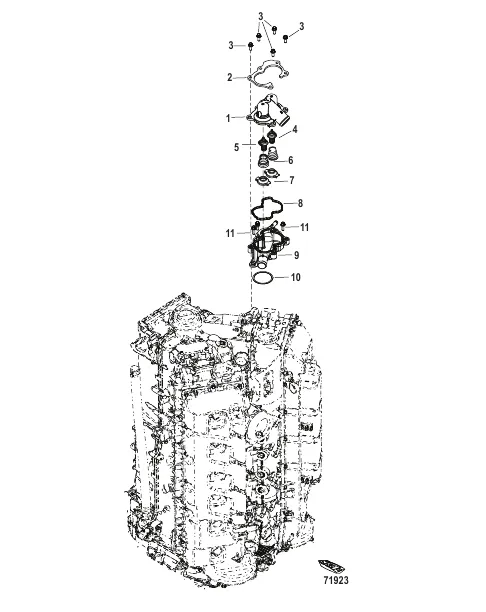 Cooling Thermostat, Serial 3B332191 and Below