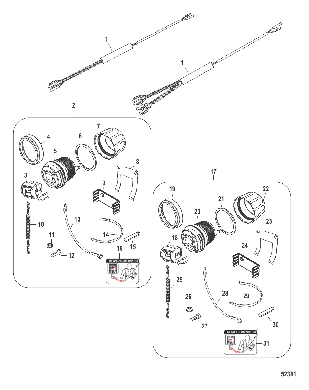 Комплект выключателя/талрепа – сквозное панельное крепление