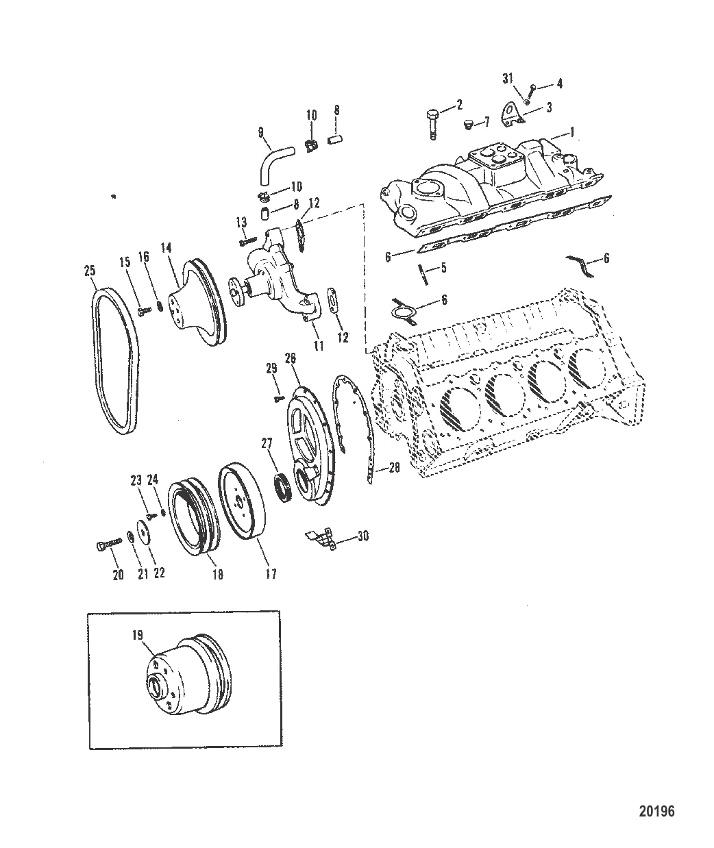 Впускной коллектор и передняя крышка (Штампованный шкив коленчатого вала)