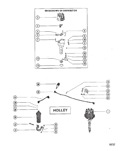 Распределитель и компоненты системы зажигания (Holley)