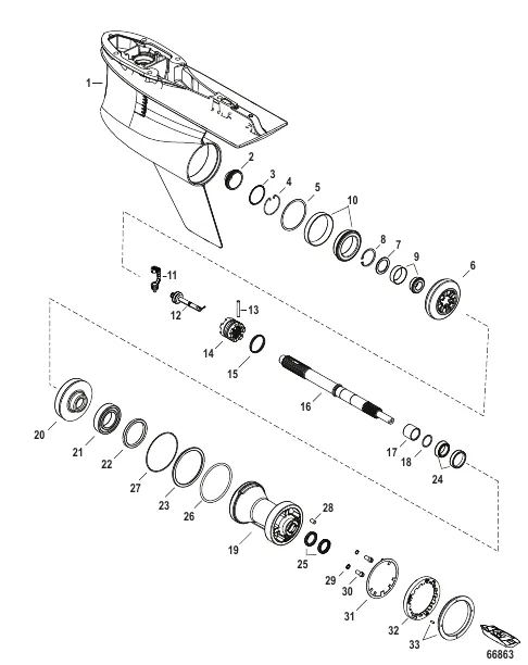 Gear Housing, Prop Shaft - Standard Rotation, 5.44 Torpedo