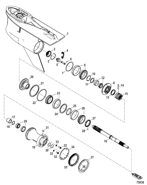 Gear Housing, Prop Shaft - Counter Rotation, 5.44 Torpedo