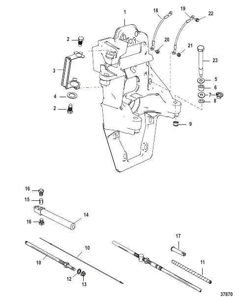 Transom Plate and Shift Cable
