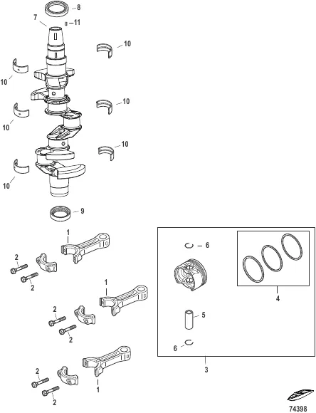 Crankshaft, Pistons and Connecting Rods