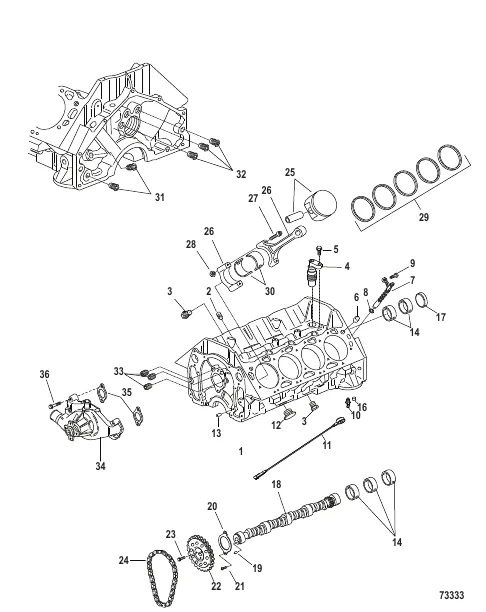 Block Camshaft and Pistons