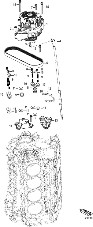 Alternator Mounting/Belt 3B056353 and Up