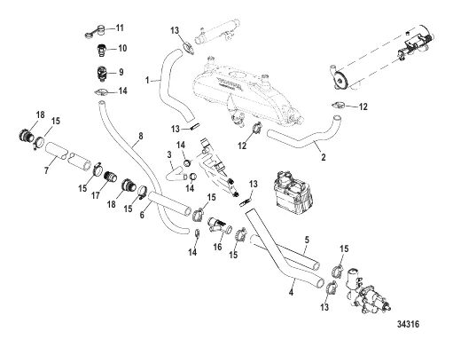 Cooling System Raw Water Components, Starboard