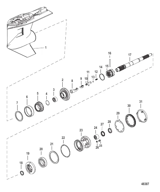 Gear Housing, Propeller Shaft, Standard Clutch Stamp 8M0045760