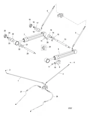 Цилиндры системы дифферента и гидравлические шланги (Стандартные транцы)