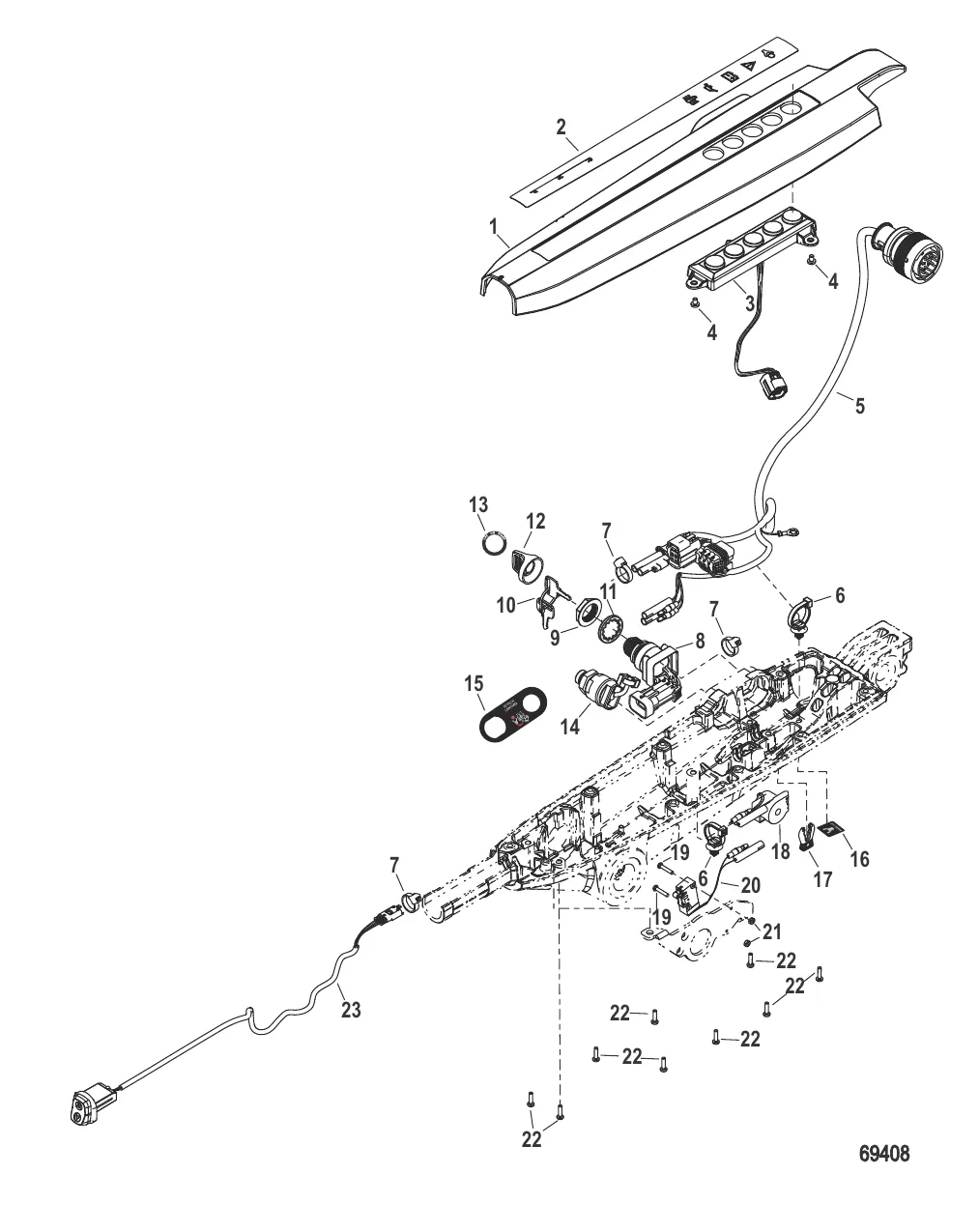 Tiller Handle Cover and Electrical (Mid Mount SeaPro)