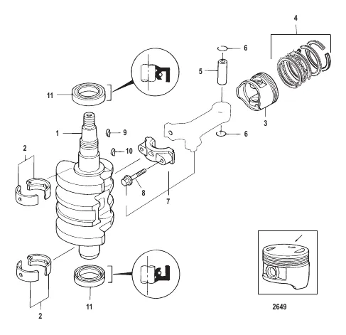 Crankshaft, Pistons and Connecting Rods 0R310615 and Up