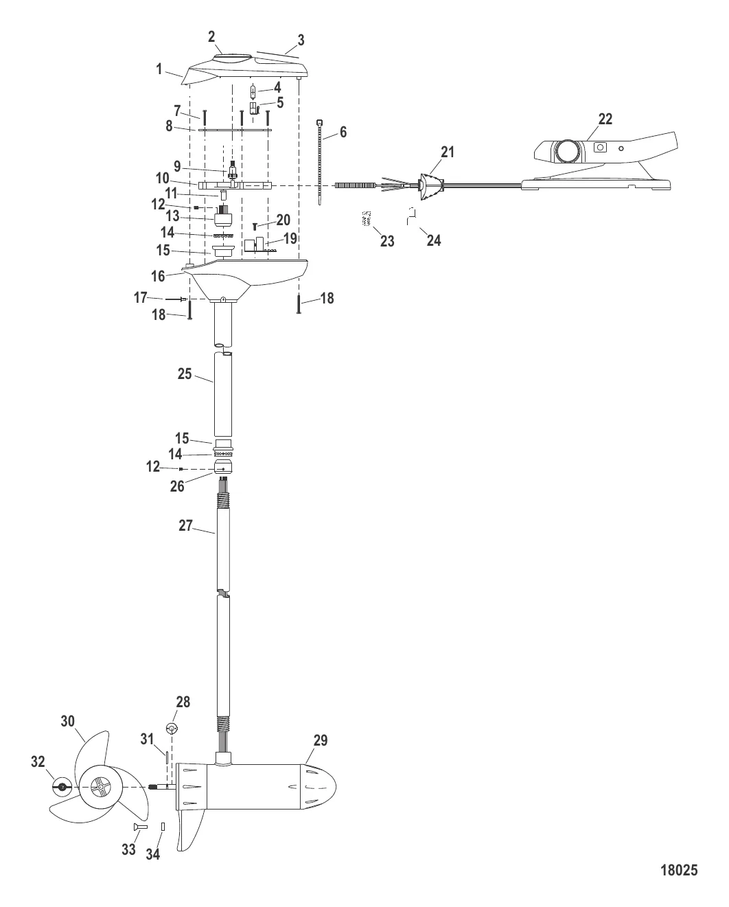 Двигатель для тралового лова в сборе (Модель FW54FBV) (12 В)