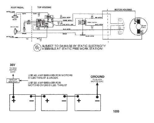 Схема электрических подключений (Модель 6109V) (36 В)
