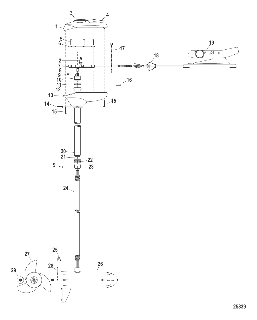 Двигатель для тралового лова в сборе (Модель BD36FB) (12 В)