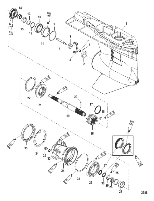 Gear Housing Propeller Shaft - Standard Rotation