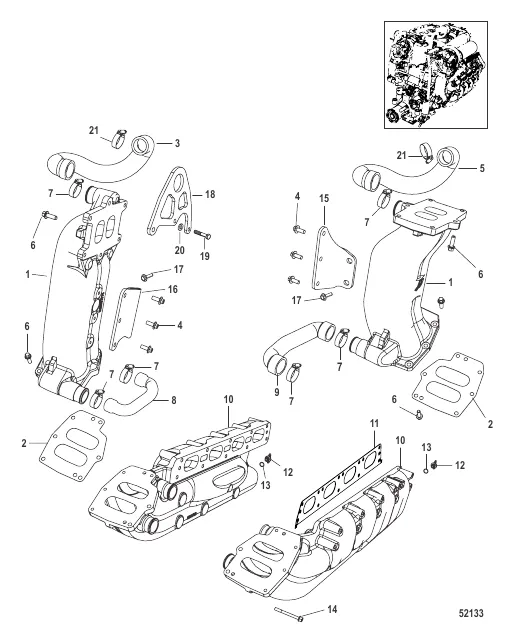 Exhaust Manifold 0M980629 and Below