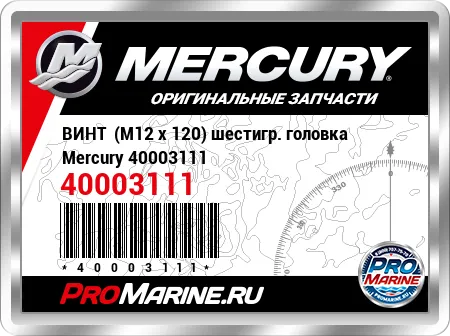 ВИНТ  (M12 x 120) шестигр. головка Mercury