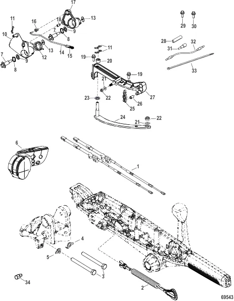 Tiller Handle Conversion Kit (8M0159447) 40-60hp Traditional Tiller to 40-60hp Tiller