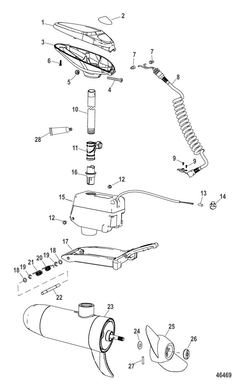 Двигатель для тралового лова в сборе (Brute 75, беспроводной) (24 В)
