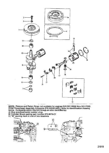 Crankshaft, Pistons and Flywheel