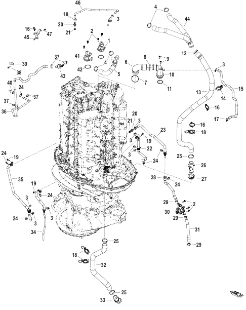 Cooling, Hoses and Thermostats Serial 3B332192 and Up