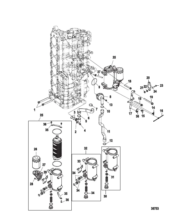 Starboard Cylinder Block/Oil Cooler