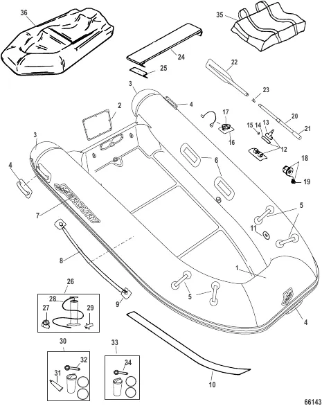 Mercury Aluminum Rib 270/320 Model (Light Grey)