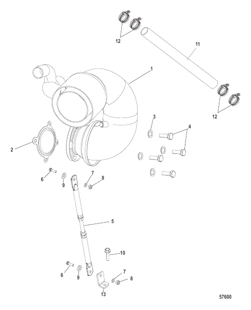 Riser, Exhaust QSC, Center, Design-II Stamped 8M6002616