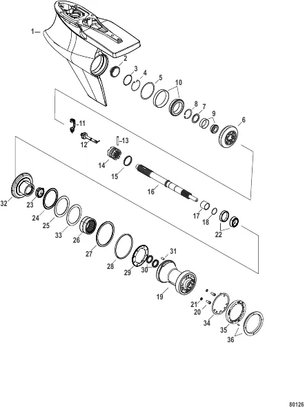 Gear Housing, Prop Shaft-Standard Rotation, Sport Master, 1.60