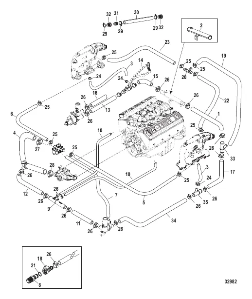 Standard Cooling System (Bravo) Air, 3 & 7 Point Drain