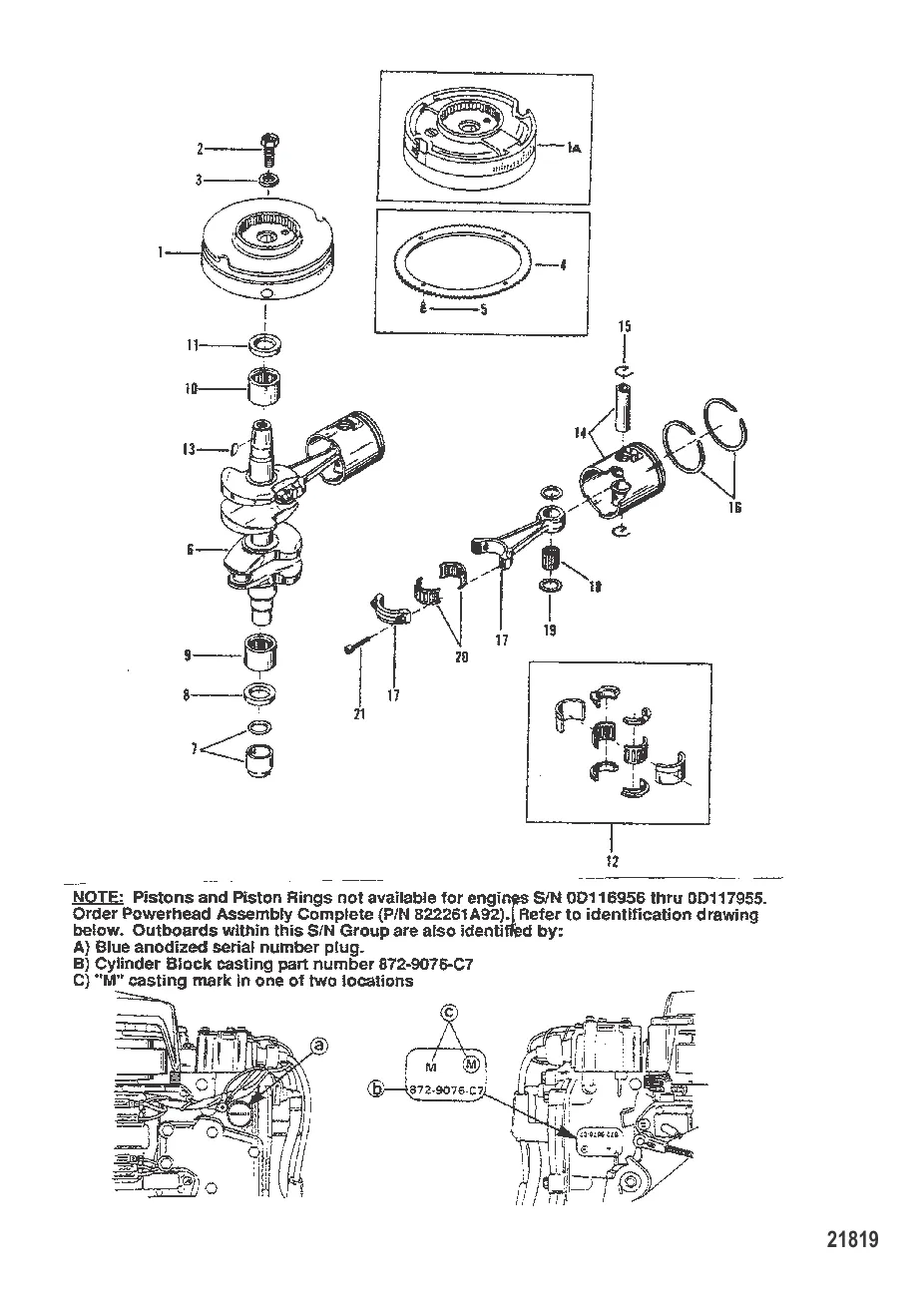 Crankshaft, Pistons and Flywheel