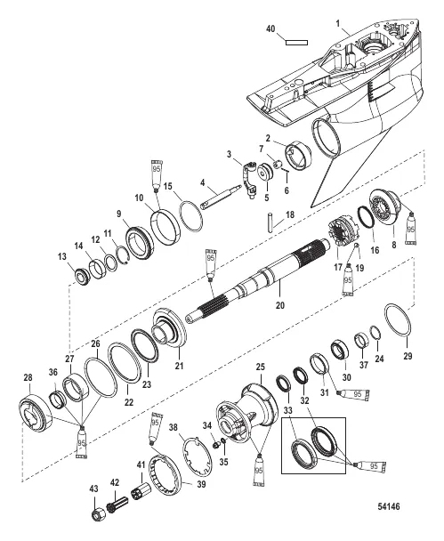 Gear Housing, Propeller Shaft, Counter SEAPRO 3B111735 and UP