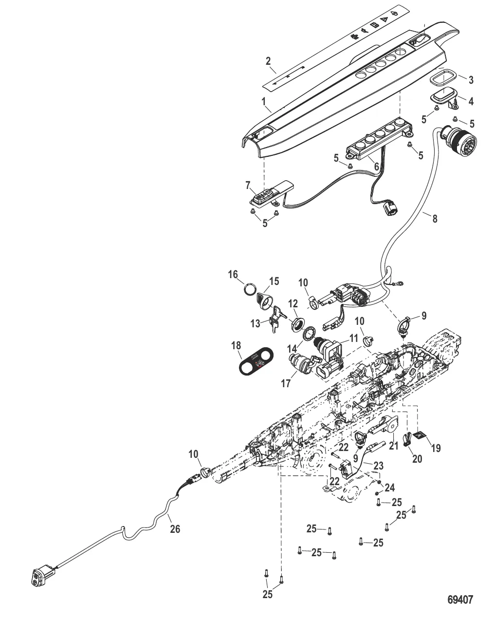 Tiller Handle Cover and Electrical (Mid Mount)