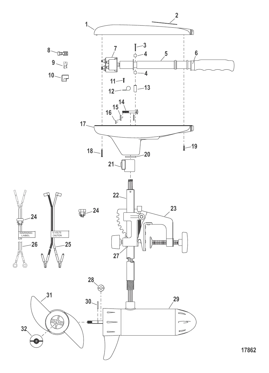 Двигатель для тралового лова в сборе (Модель T30) (12 В)