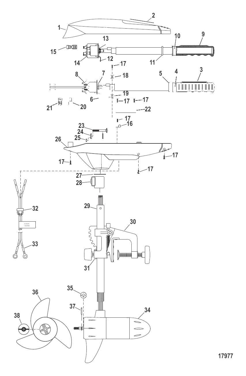 Двигатель для тралового лова в сборе (Модель FW36HT) (12 В)