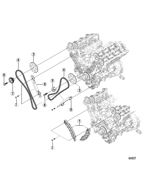 Cylinder Block Timing Chain and Tension Rail