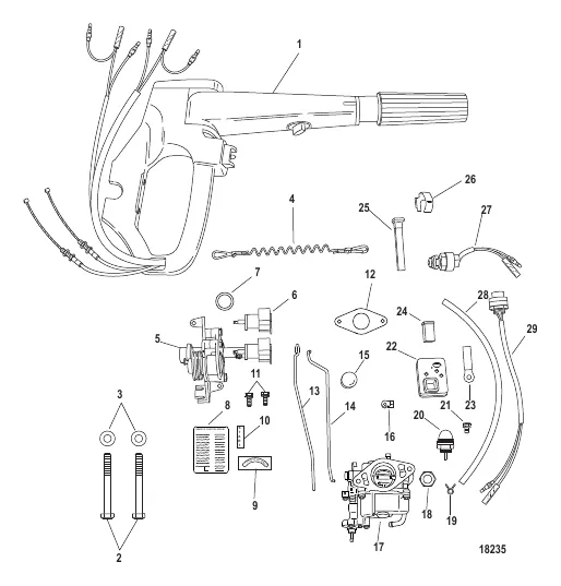 Tiller Handle Conversion Kit 9.9 Hp Electric 896289A02