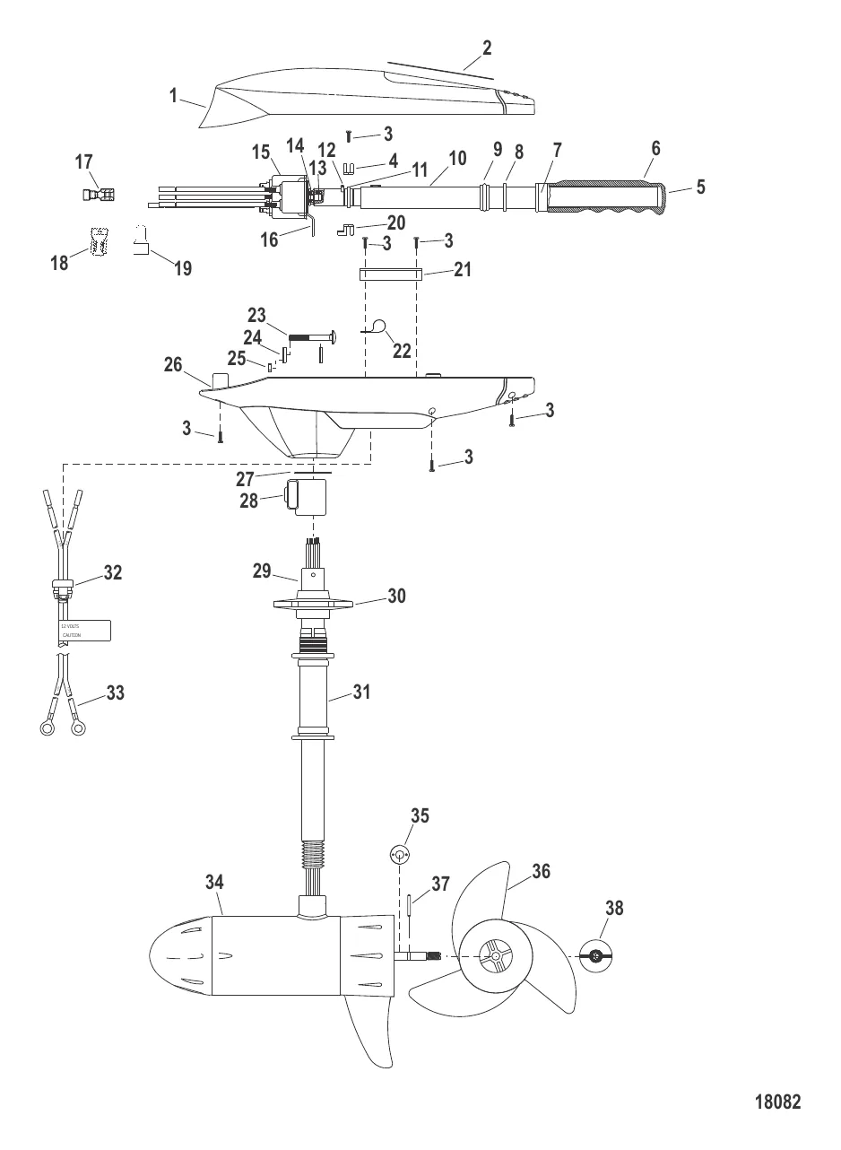 Двигатель для тралового лова в сборе (Модель FW54HP) (12 В)