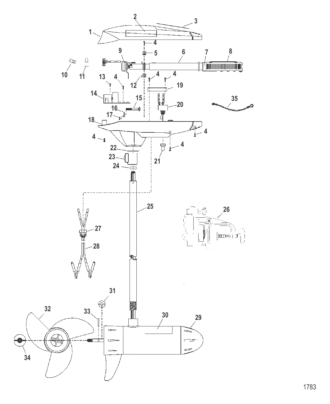 Двигатель для тралового лова в сборе (Модель TT5000) (24 В)