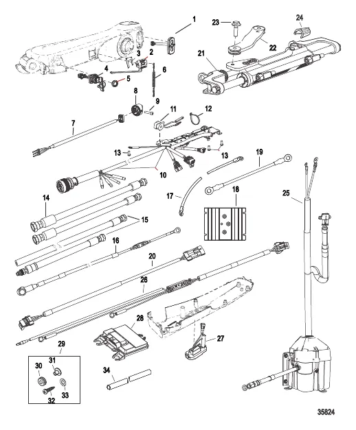 Tiller Handle Kit Components (Big Tiller-Power Steer, DTS)