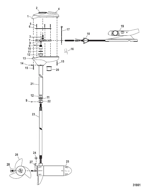 Двигатель для тралового лова в сборе (Модель FW36FT) (12 В)