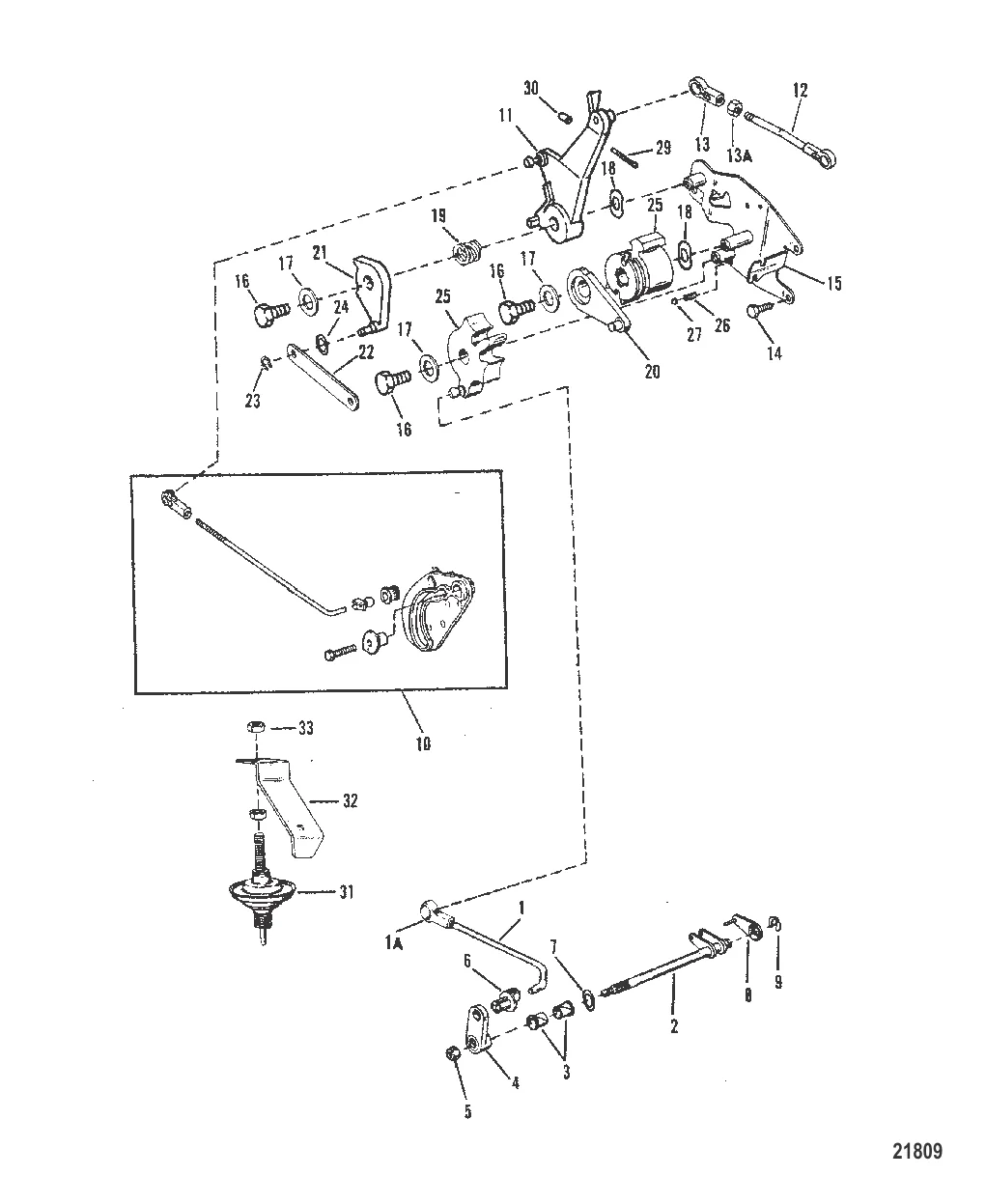 Throttle and Shift Linkage (Tiller Handle Shift)