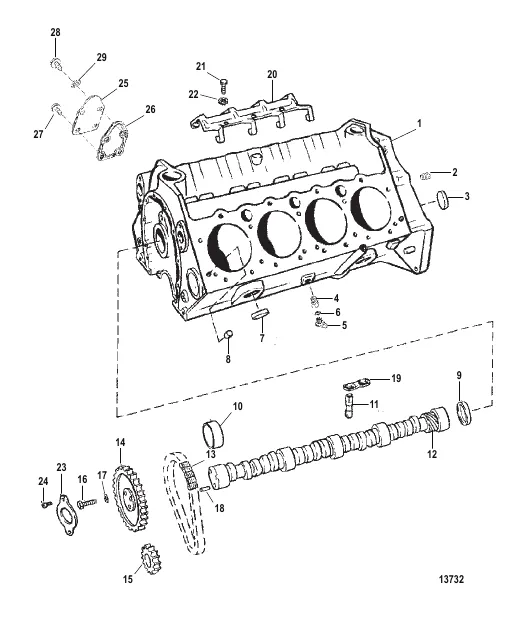 CYLINDER BLOCK AND CAMSHAFT
