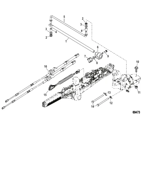 Tiller Handle Conversion Kit (8M0159458) Remote Control to 65-80hp Tiller JET