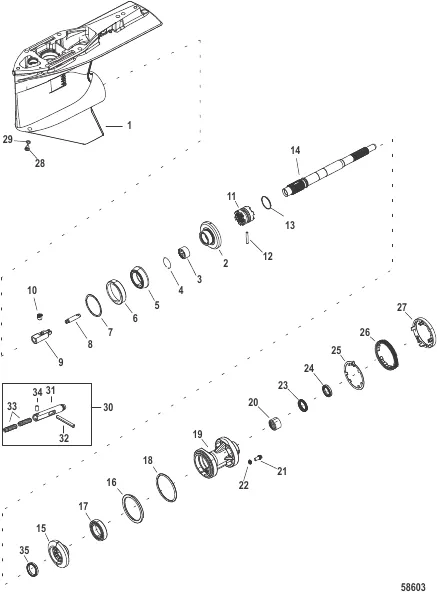 Gear Housing, Propeller Shaft, Standard SEAPRO 3B111734 and Below