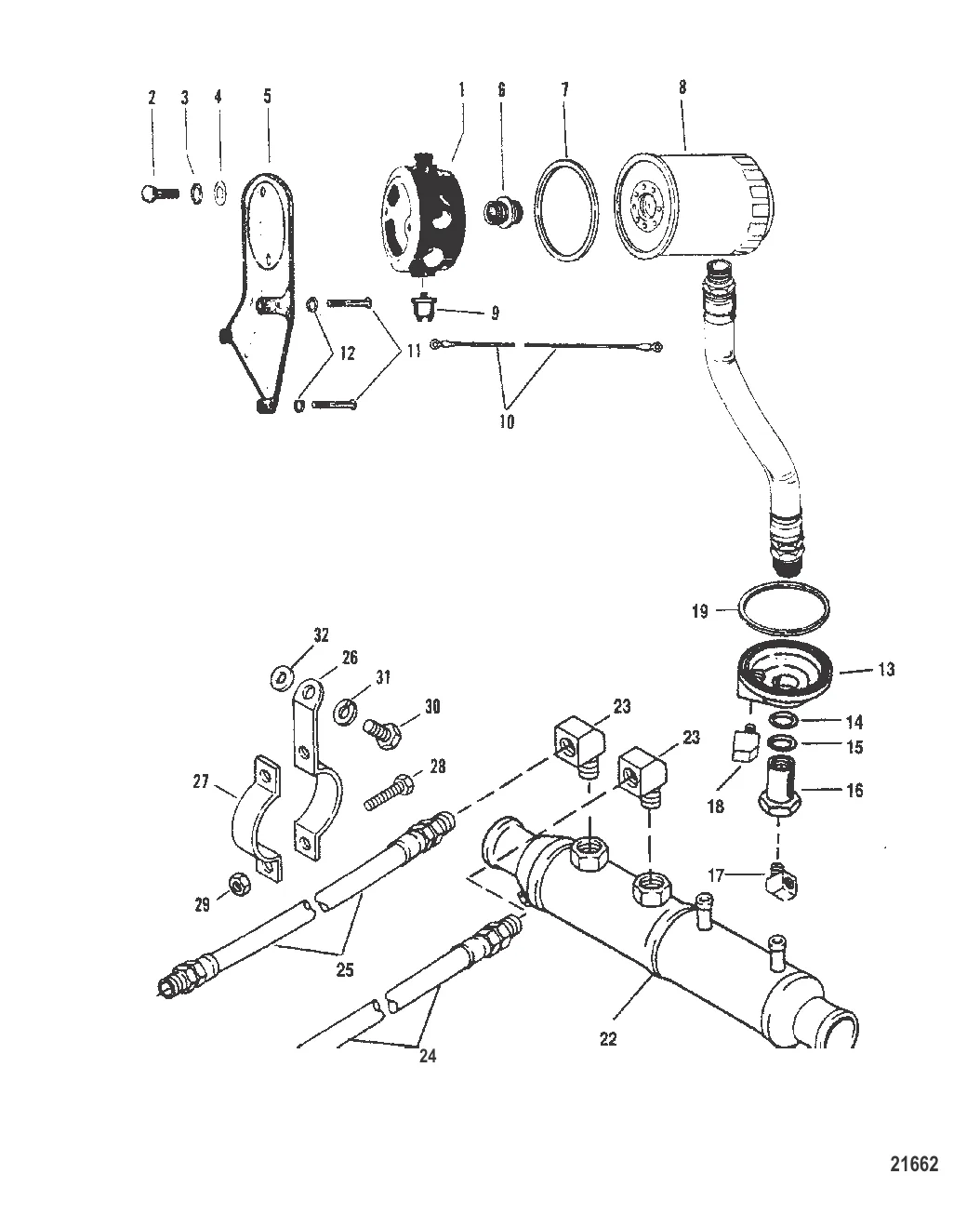 Oil Cooler (Serial # 0D725500 Thru 0D937011)