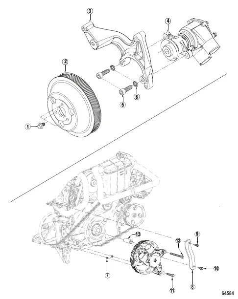 Sea Water Pump Pump, Bracket and Pulley